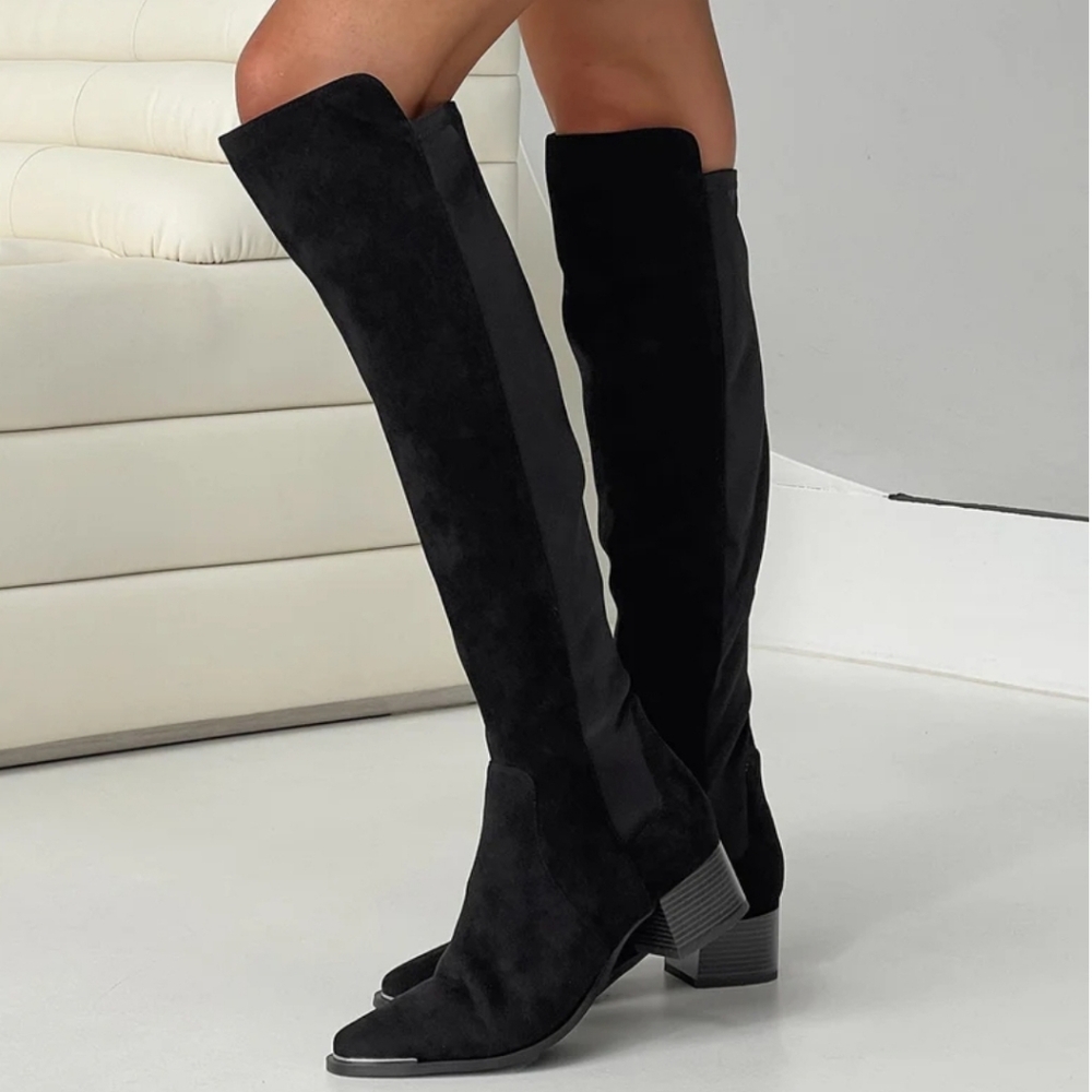 Princess Polly Bear Over The Knee Boots Womens 7 Black